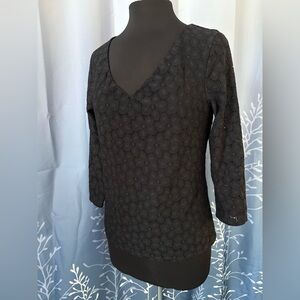 Ellen Tracy Floral Lace Black Top